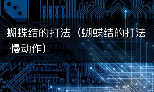蝴蝶结的打法（蝴蝶结的打法 慢动作）
