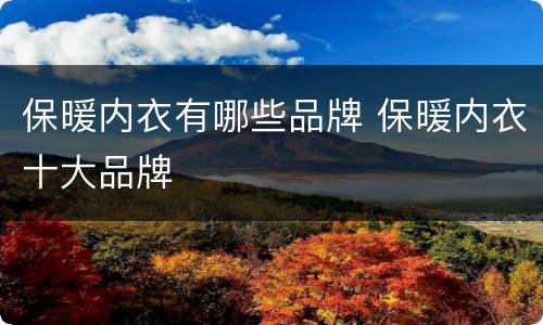 保暖内衣有哪些品牌 保暖内衣十大品牌