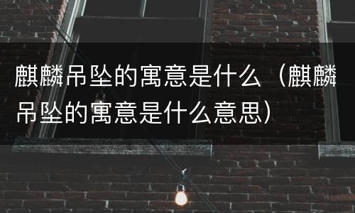 麒麟吊坠的寓意是什么（麒麟吊坠的寓意是什么意思）