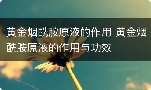 黄金烟酰胺原液的作用 黄金烟酰胺原液的作用与功效