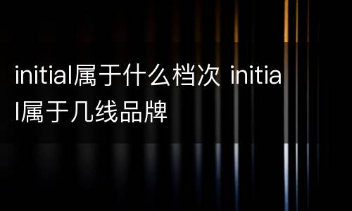 initial属于什么档次 initial属于几线品牌
