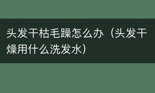 头发干枯毛躁怎么办（头发干燥用什么洗发水）