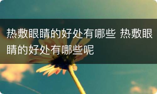 热敷眼睛的好处有哪些 热敷眼睛的好处有哪些呢