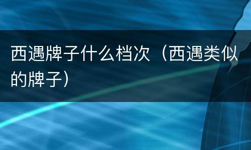 西遇牌子什么档次（西遇类似的牌子）