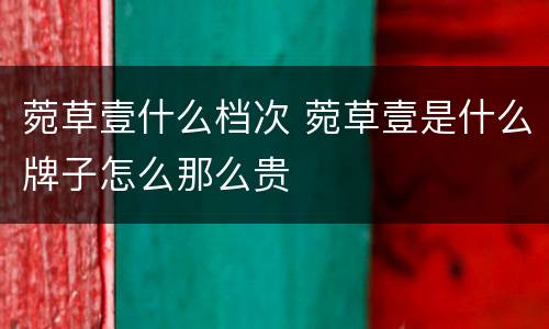 菀草壹什么档次 菀草壹是什么牌子怎么那么贵