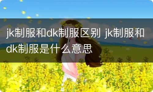 jk制服和dk制服区别 jk制服和dk制服是什么意思