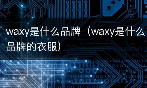 waxy是什么品牌（waxy是什么品牌的衣服）