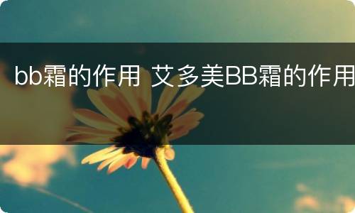 bb霜的作用 艾多美BB霜的作用