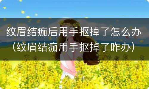 纹眉结痂后用手抠掉了怎么办（纹眉结痂用手抠掉了咋办）