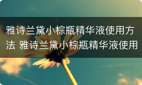 雅诗兰黛小棕瓶精华液使用方法 雅诗兰黛小棕瓶精华液使用方法顺序