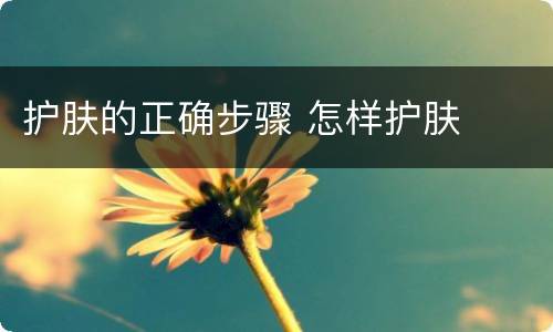 护肤的正确步骤 怎样护肤