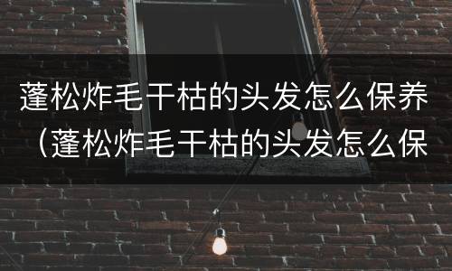 蓬松炸毛干枯的头发怎么保养（蓬松炸毛干枯的头发怎么保养好）
