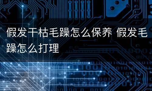 假发干枯毛躁怎么保养 假发毛躁怎么打理