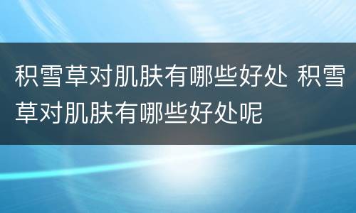 积雪草对肌肤有哪些好处 积雪草对肌肤有哪些好处呢