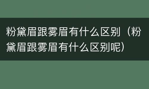 粉黛眉跟雾眉有什么区别（粉黛眉跟雾眉有什么区别呢）