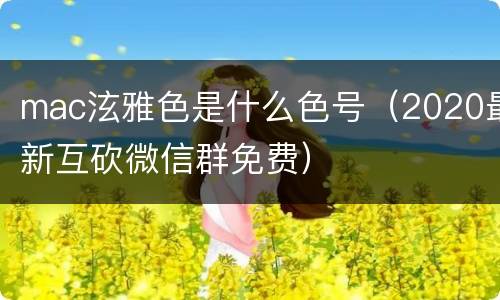 mac泫雅色是什么色号（2020最新互砍微信群免费）
