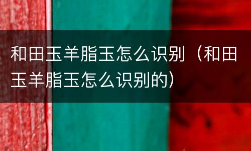 和田玉羊脂玉怎么识别（和田玉羊脂玉怎么识别的）