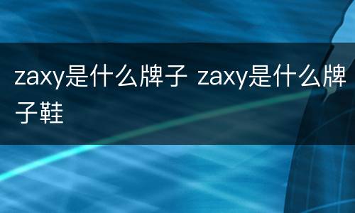 zaxy是什么牌子 zaxy是什么牌子鞋