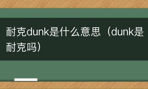 耐克dunk是什么意思（dunk是耐克吗）