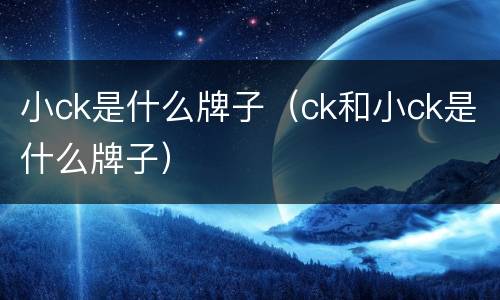 小ck是什么牌子（ck和小ck是什么牌子）