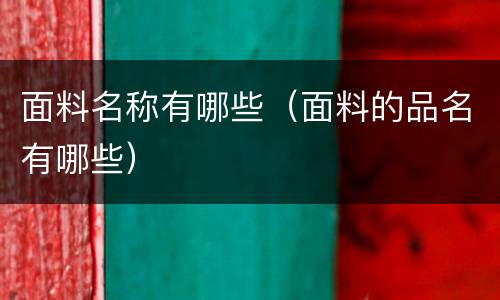 面料名称有哪些（面料的品名有哪些）