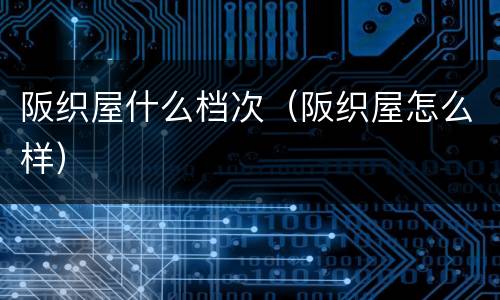 阪织屋什么档次（阪织屋怎么样）