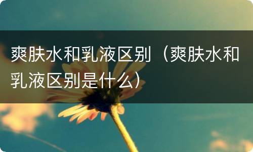 爽肤水和乳液区别（爽肤水和乳液区别是什么）