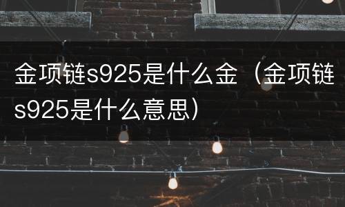 金项链s925是什么金（金项链s925是什么意思）