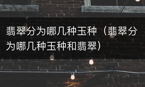 翡翠分为哪几种玉种（翡翠分为哪几种玉种和翡翠）