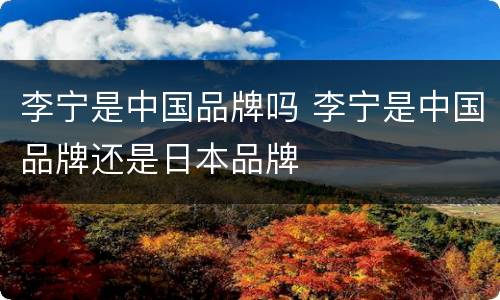 李宁是中国品牌吗 李宁是中国品牌还是日本品牌