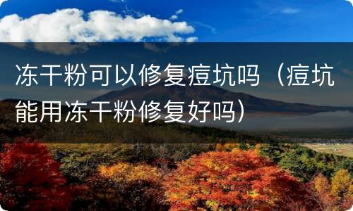 冻干粉可以修复痘坑吗（痘坑能用冻干粉修复好吗）