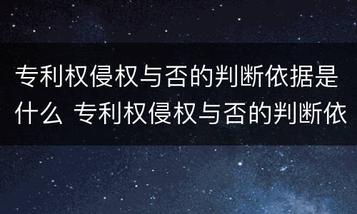 专利权侵权与否的判断依据是什么 专利权侵权与否的判断依据是什么意思