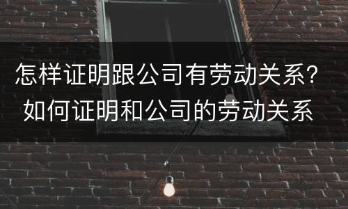 怎样证明跟公司有劳动关系？ 如何证明和公司的劳动关系