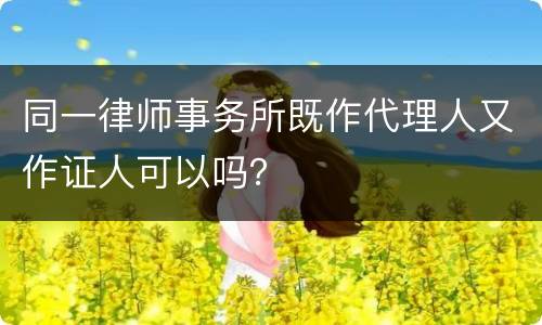 同一律师事务所既作代理人又作证人可以吗？
