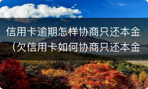 信用卡逾期怎样协商只还本金（欠信用卡如何协商只还本金）