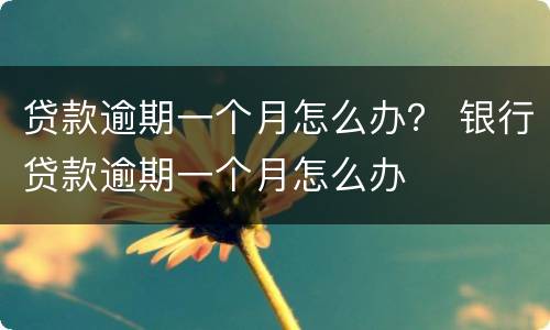 贷款逾期一个月怎么办？ 银行贷款逾期一个月怎么办