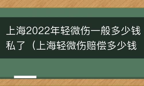 上海2022年轻微伤一般多少钱私了（上海轻微伤赔偿多少钱）