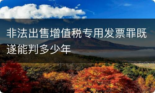 非法出售增值税专用发票罪既遂能判多少年