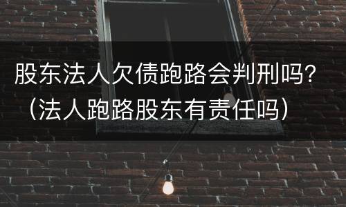 股东法人欠债跑路会判刑吗？（法人跑路股东有责任吗）