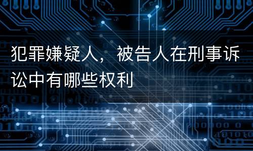 犯罪嫌疑人，被告人在刑事诉讼中有哪些权利