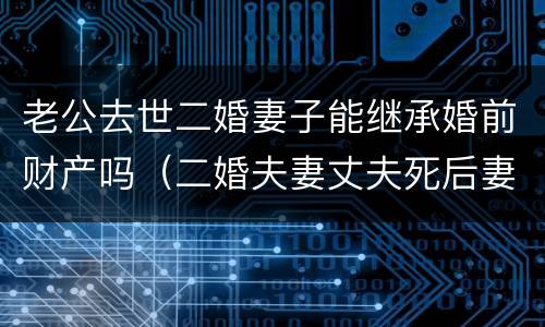 老公去世二婚妻子能继承婚前财产吗（二婚夫妻丈夫死后妻子有继承权吗）