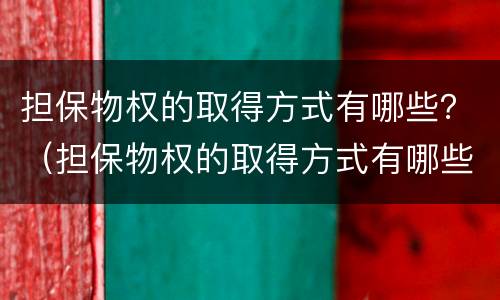 担保物权的取得方式有哪些？（担保物权的取得方式有哪些种类）