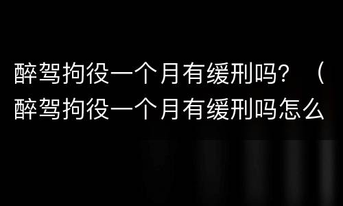醉驾拘役一个月有缓刑吗？（醉驾拘役一个月有缓刑吗怎么执行）
