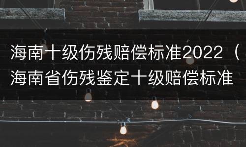 海南十级伤残赔偿标准2022（海南省伤残鉴定十级赔偿标准）