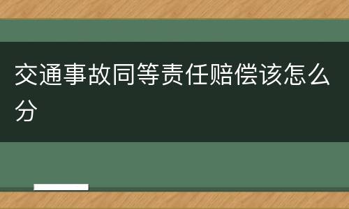 交通事故同等责任赔偿该怎么分