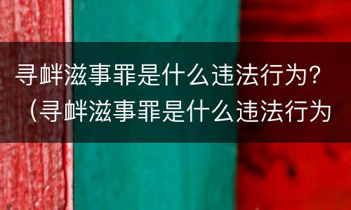 寻衅滋事罪是什么违法行为？（寻衅滋事罪是什么违法行为类型）