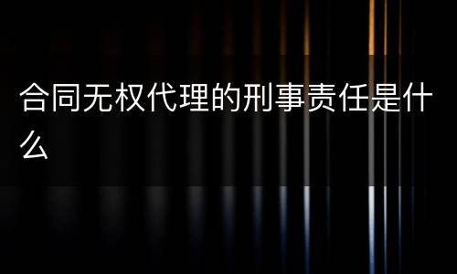 合同无权代理的刑事责任是什么