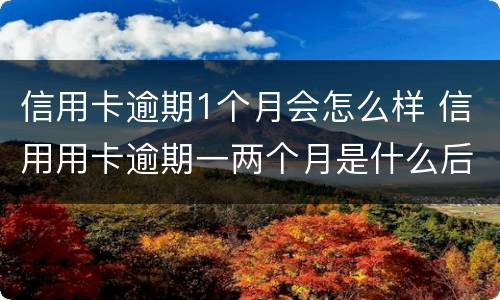 信用卡逾期1个月会怎么样 信用用卡逾期一两个月是什么后果