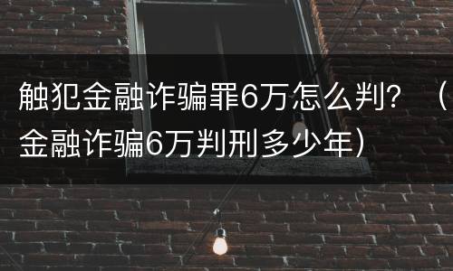 触犯金融诈骗罪6万怎么判？（金融诈骗6万判刑多少年）