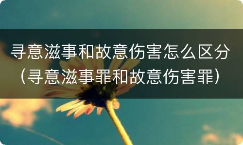 寻意滋事和故意伤害怎么区分（寻意滋事罪和故意伤害罪）